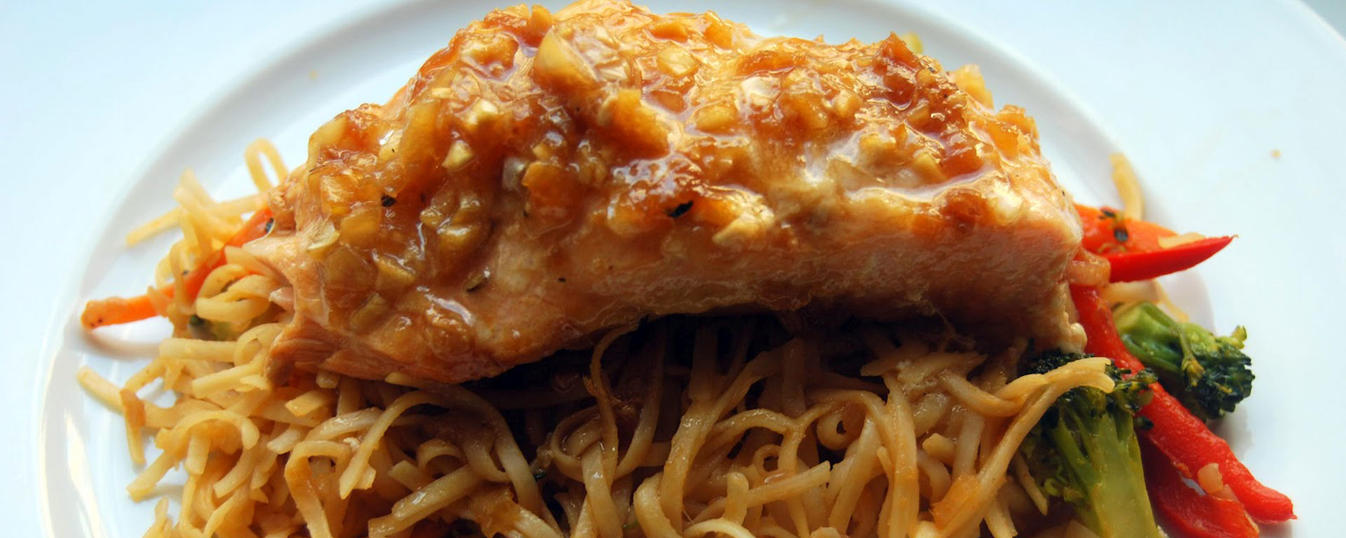 fried seafood on noodles