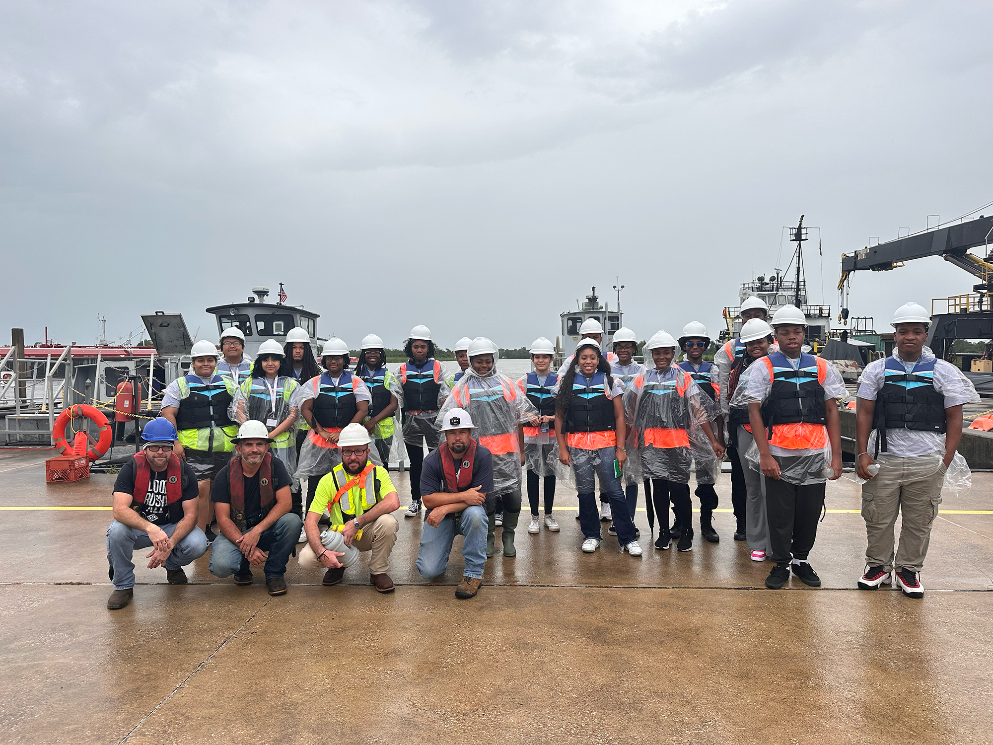 Fishermen safety training group in panchos