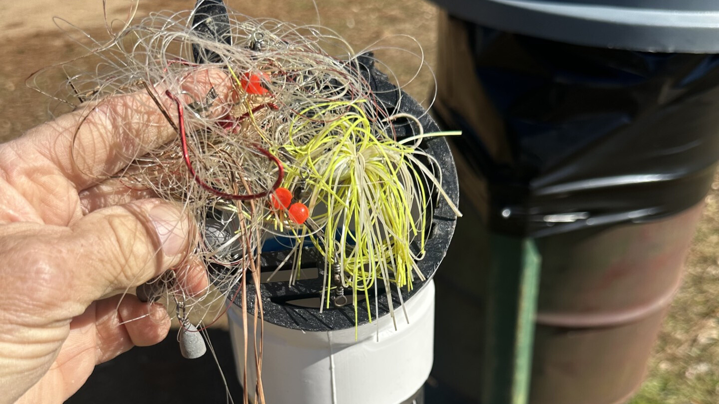 Monofilament from a Monofilament Recovery and Recycling Program bins. 