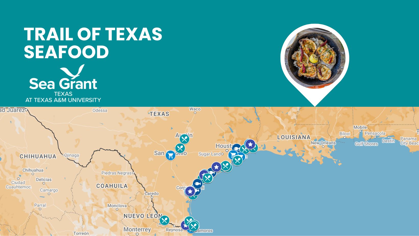 Trail of Texas Seafood banner