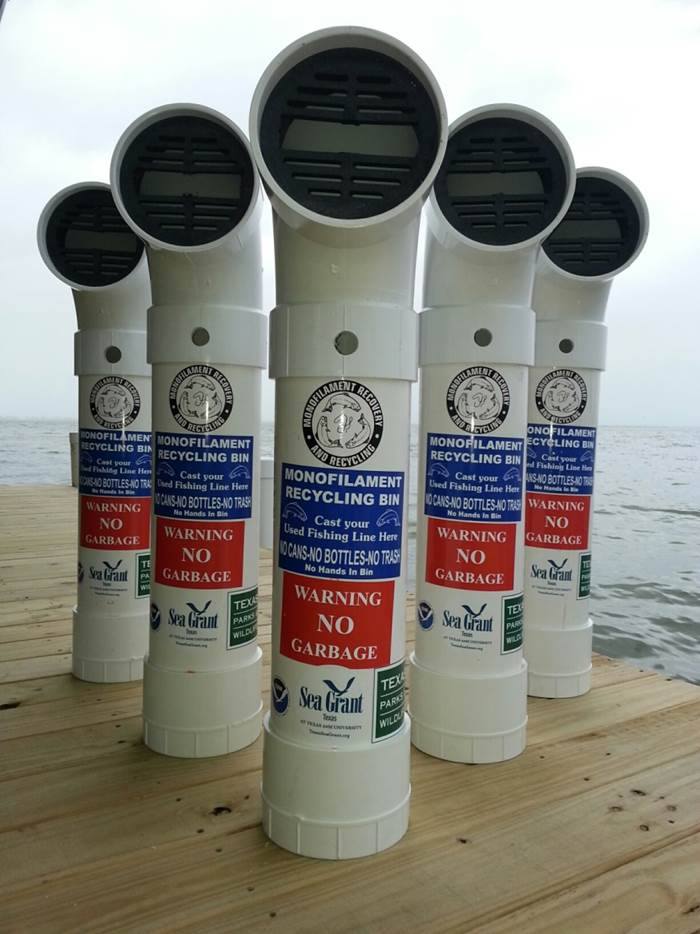 Group of Monofilament recycling bins