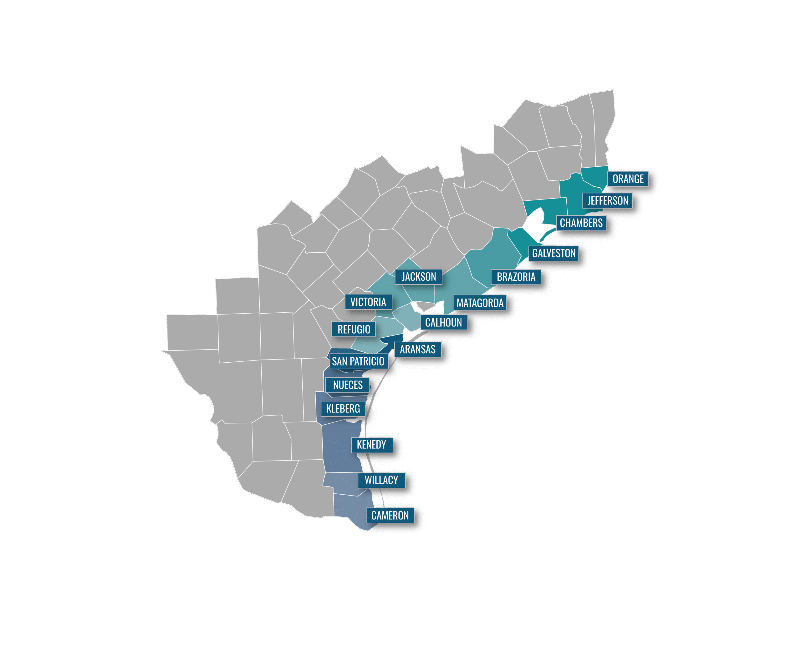 Texas counties map with our regions
