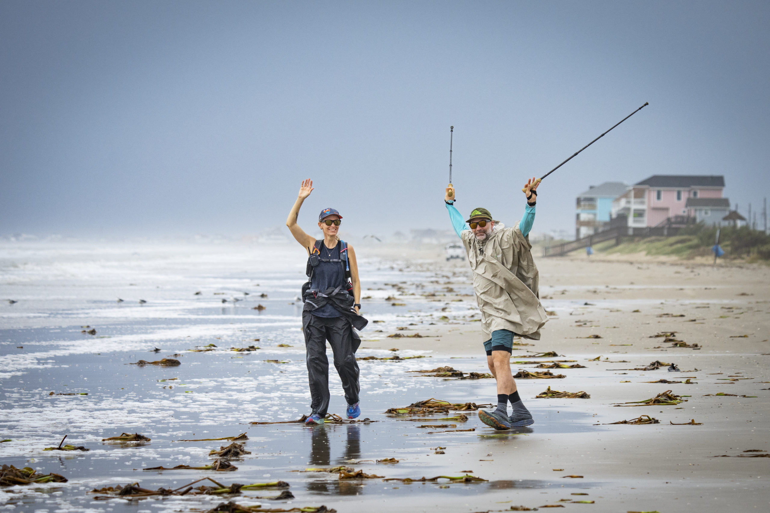 Pushing through the rain on Galveston island