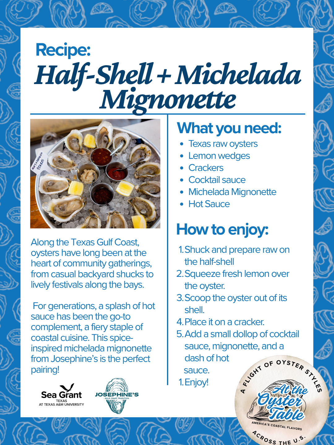 Texas Oyster Recipe Card