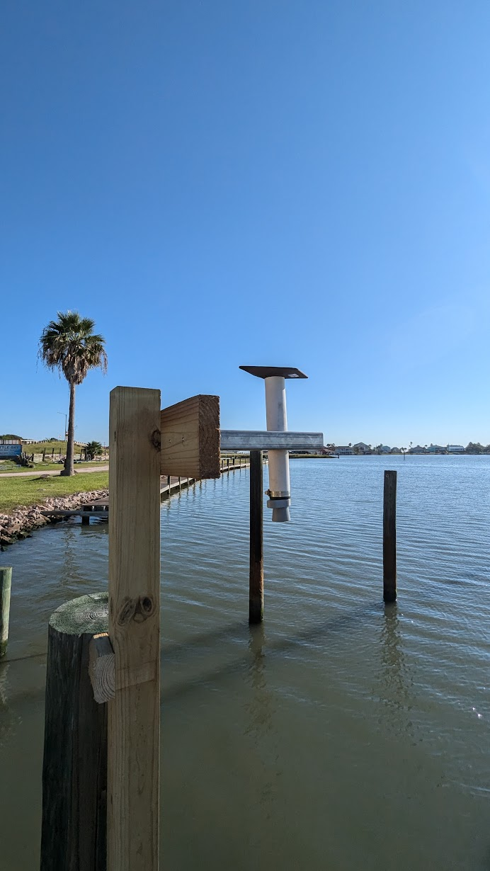 Water level sensor installed at Little Bay in Rockport, Texas