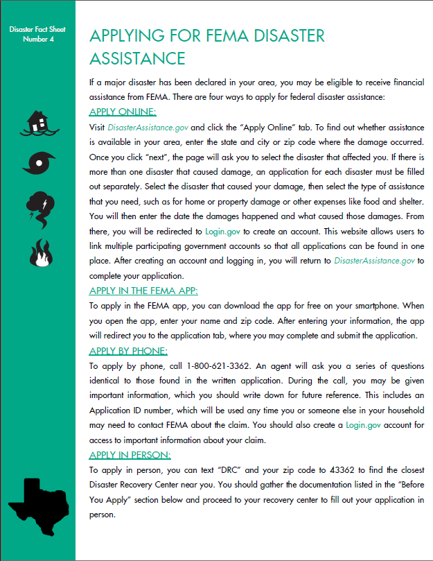 Applying For FEMA Disaster Assistance (TEXAS)
